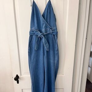 Cute flirty boho style flared overall jumpsuit